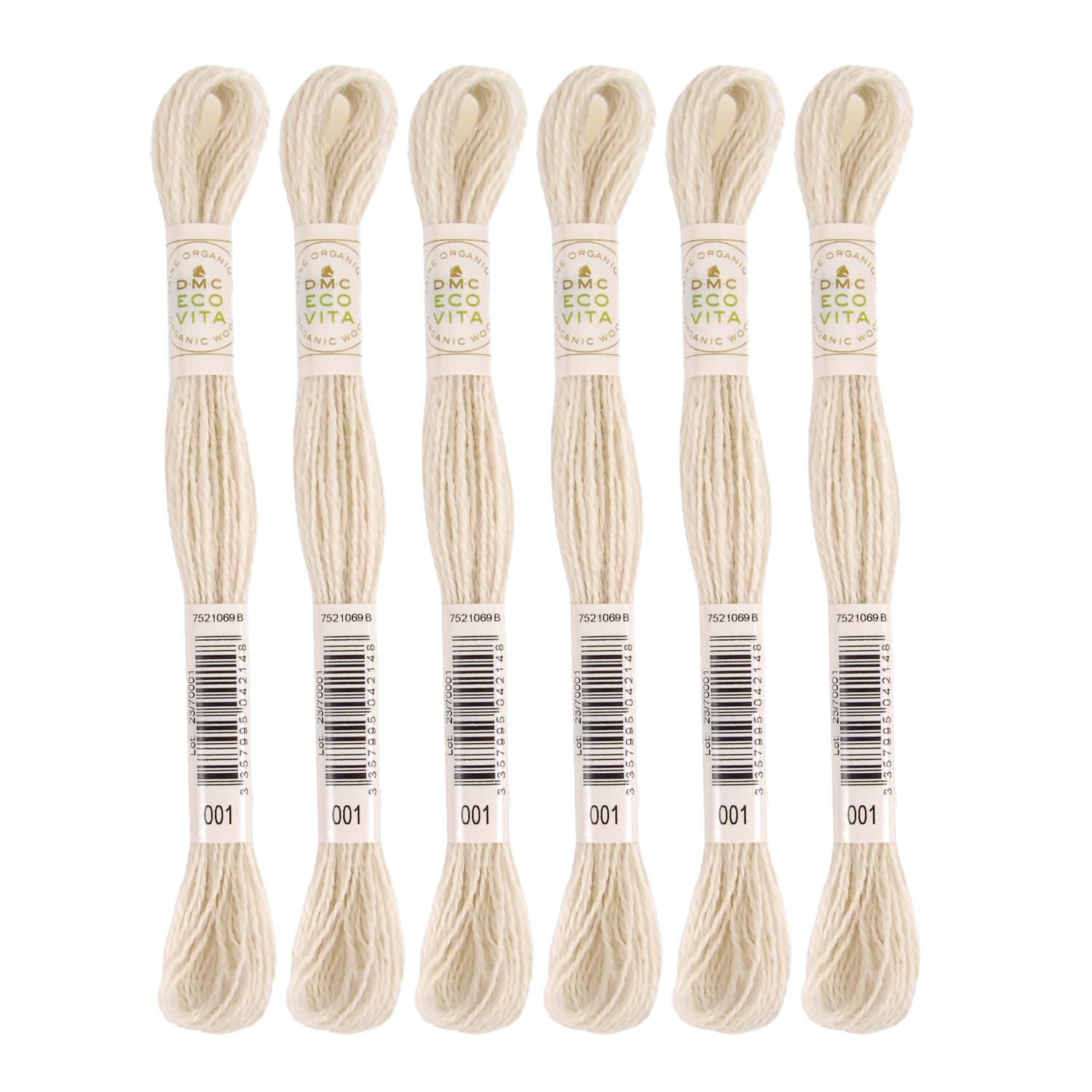 DMC Embroidery Thread Eco Vita Wool Thread 16m Length 6-Pack #001 Ivory 360
