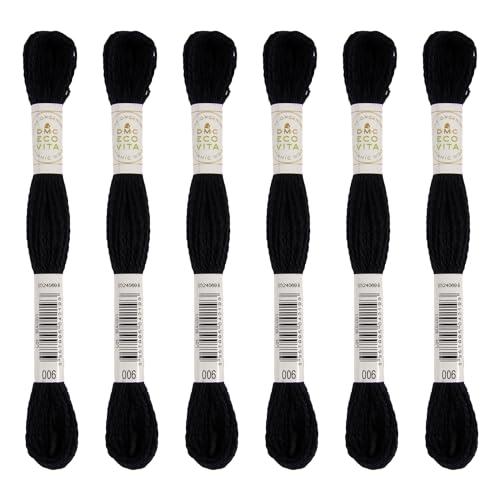 DMC Embroidery Thread Eco Vita Wool Thread 16m Length 6-Pack #006 Black Series 360