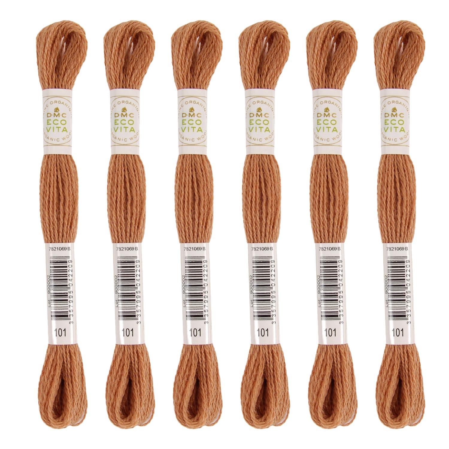 DMC Embroidery Thread Eco Vita Wool Thread 16m Length 6-Pack #101 Light Brown 360
