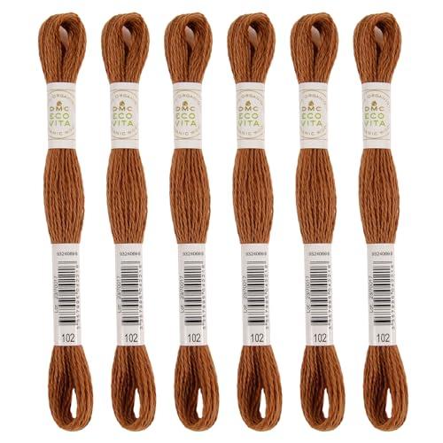 DMC Embroidery Thread Eco Vita Wool Thread 16m Length 6-Pack #102 Brown Family 360