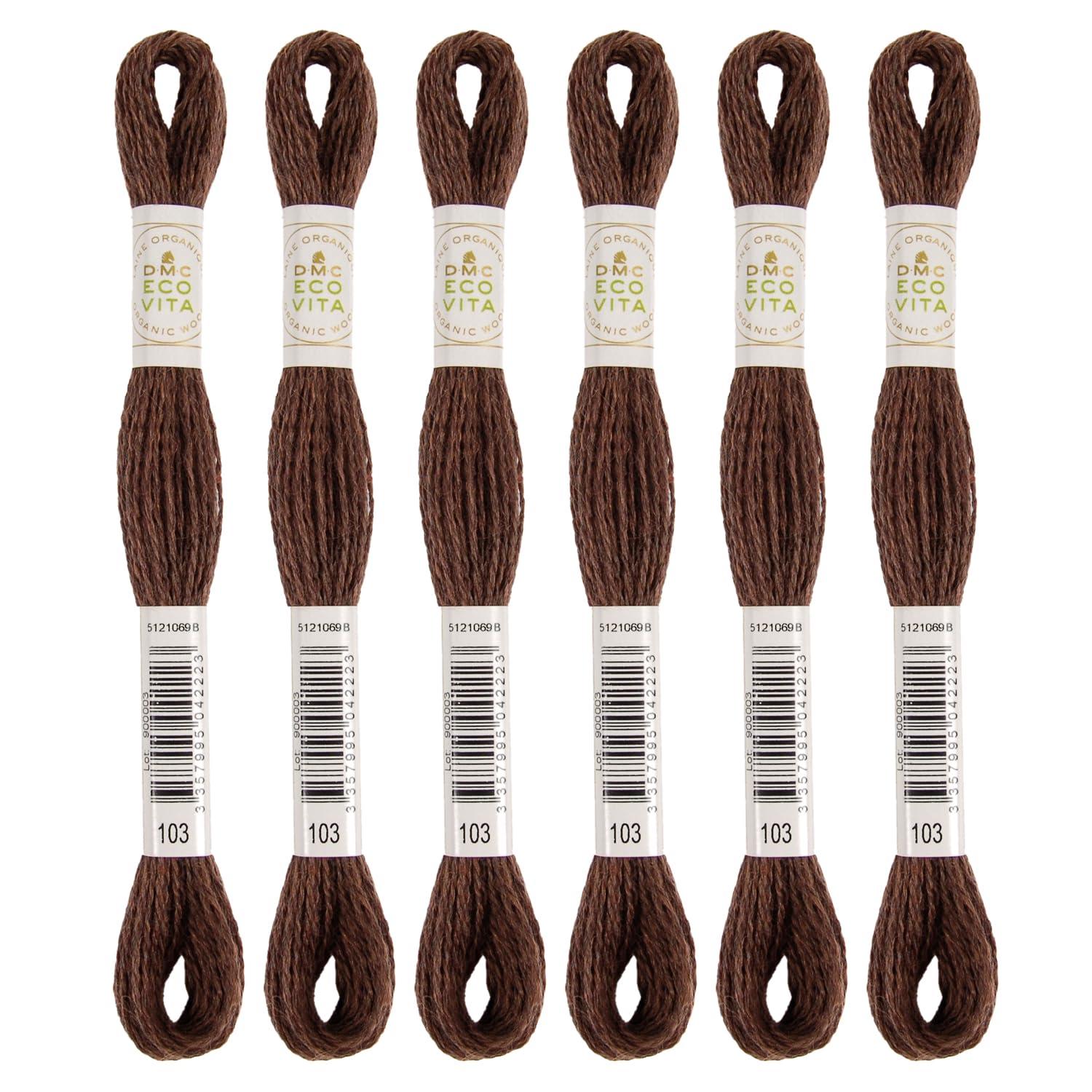 DMC Embroidery Thread Eco Vita Wool Thread 16m Length 6-Pack #103 Dark Brown Series 360
