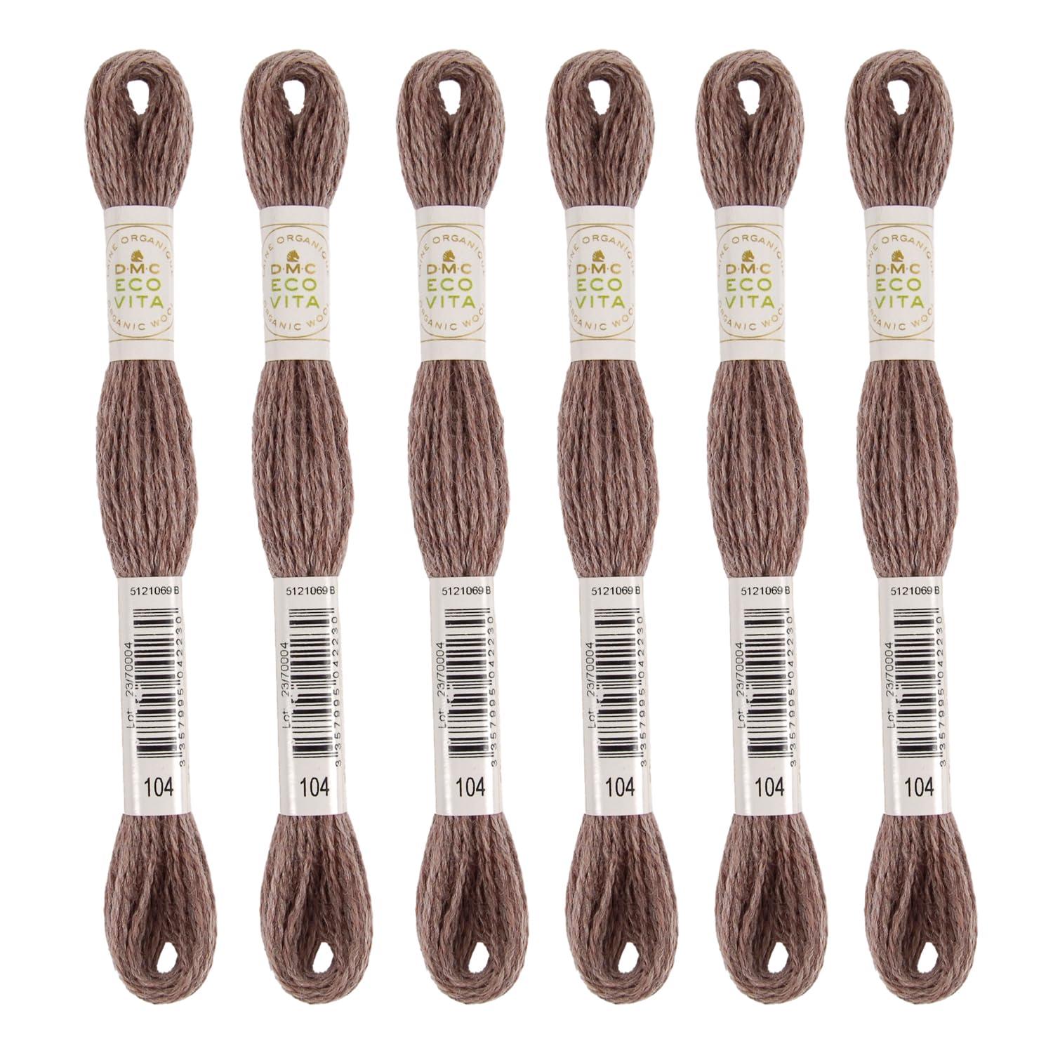 DMC Embroidery Thread Eco Vita Wool Thread 16m Length 6-Pack #104 Light Adzuki Bean 360