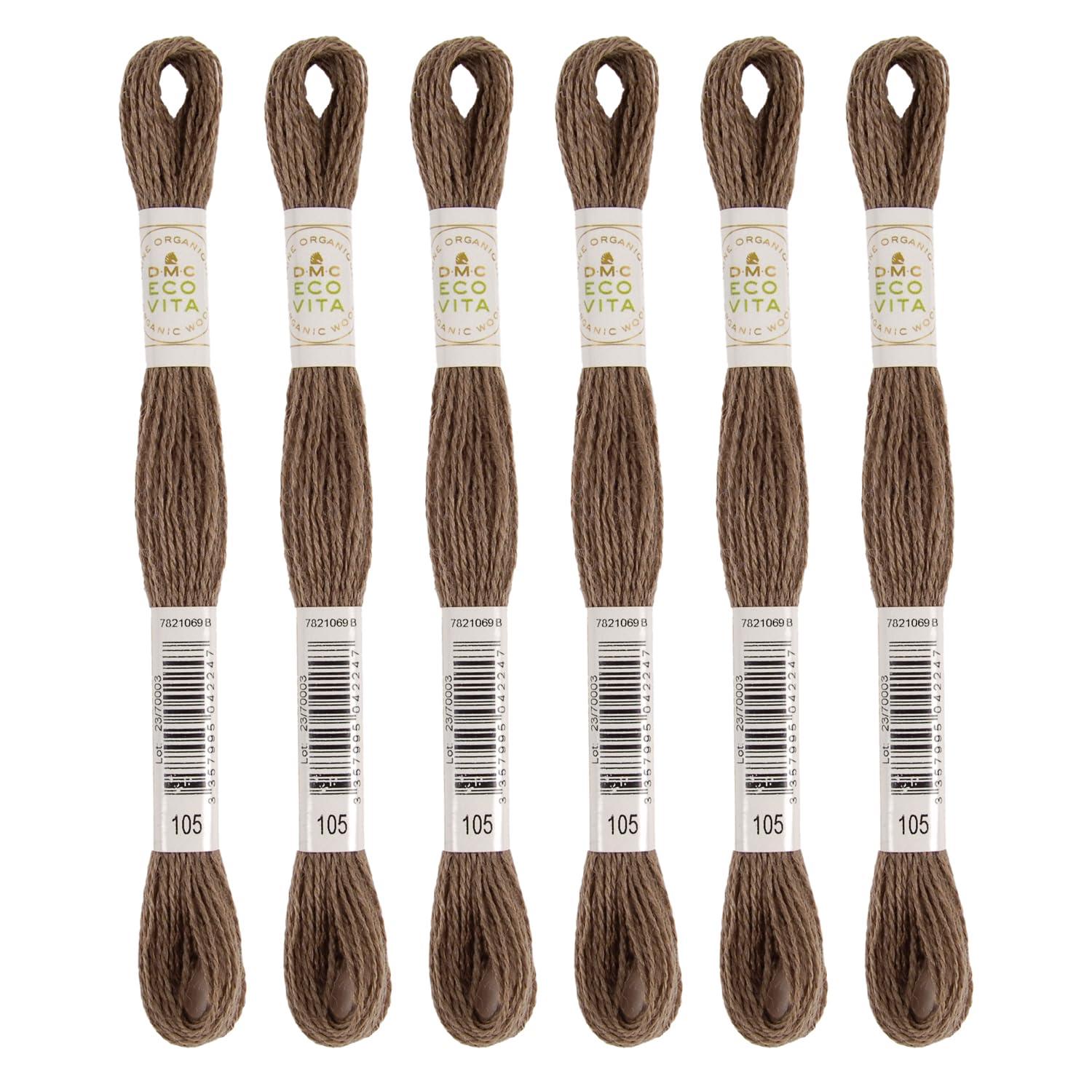 DMC Embroidery Thread Eco Vita Wool Thread 16m Length 6-Pack #105 Dark Brown 360