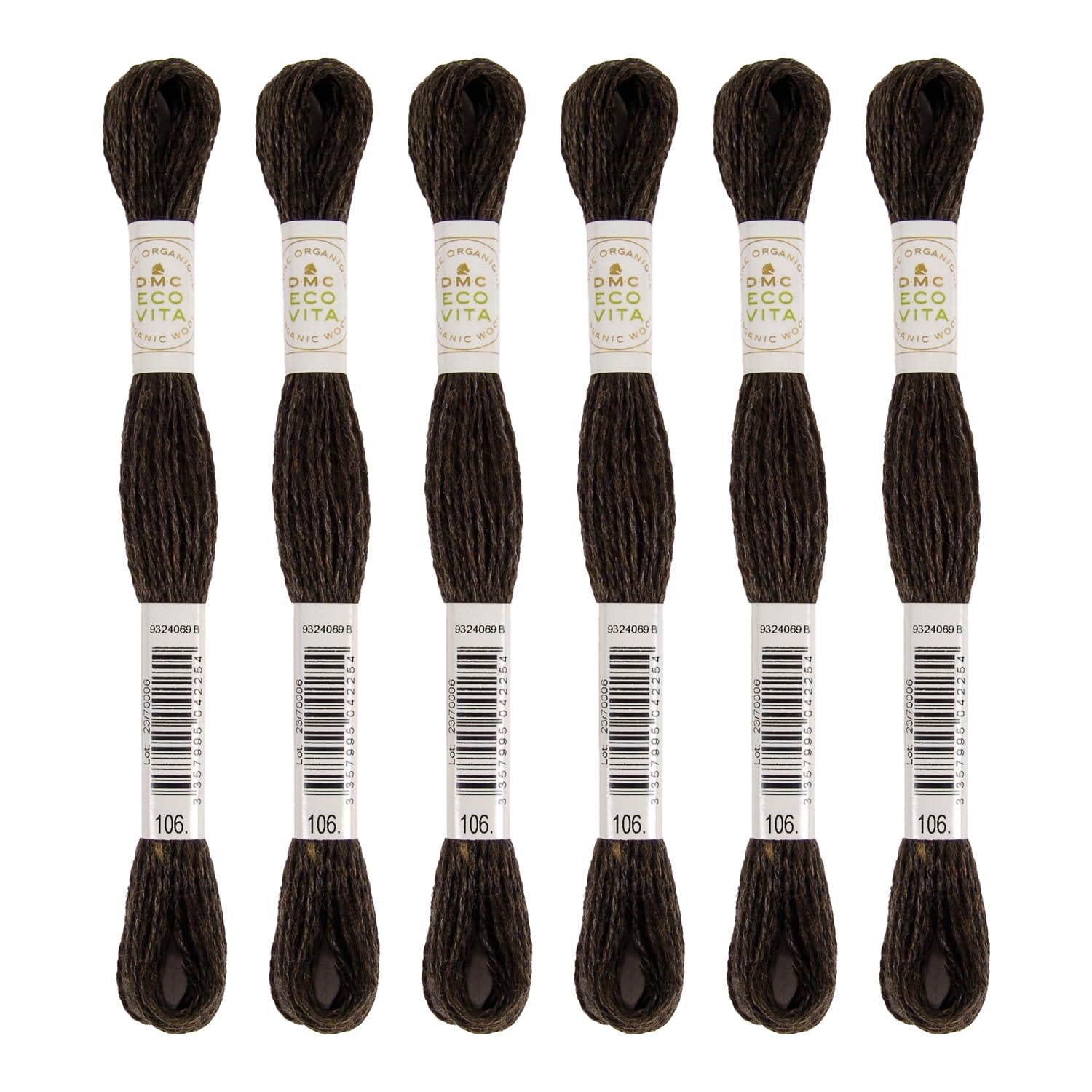 DMC Embroidery Thread Eco Vita Wool Thread 16m Length 6-Pack #106 Dark Burnt Brown 360