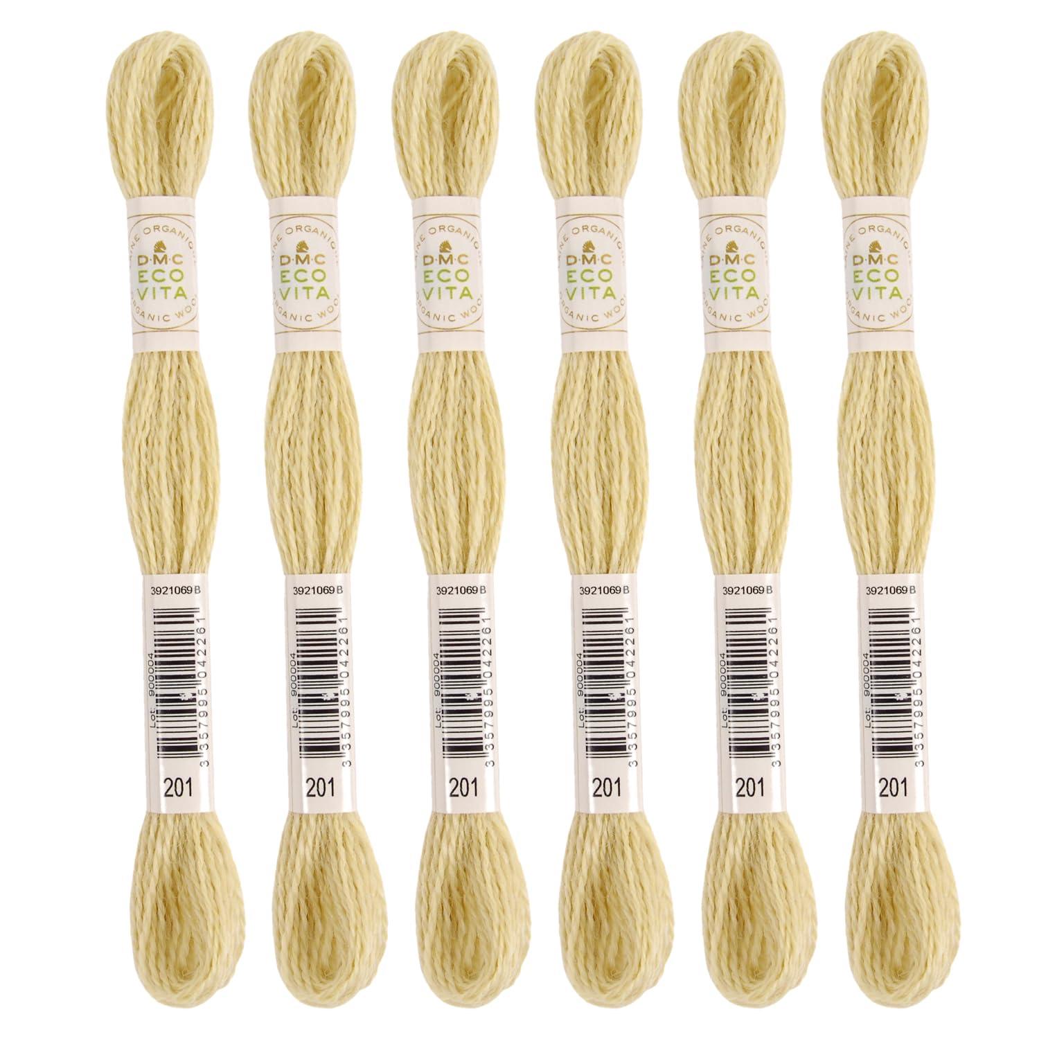 DMC Embroidery Thread Eco Vita Wool Thread 16m Length 6-Pack #201 Cream Yellow 360
