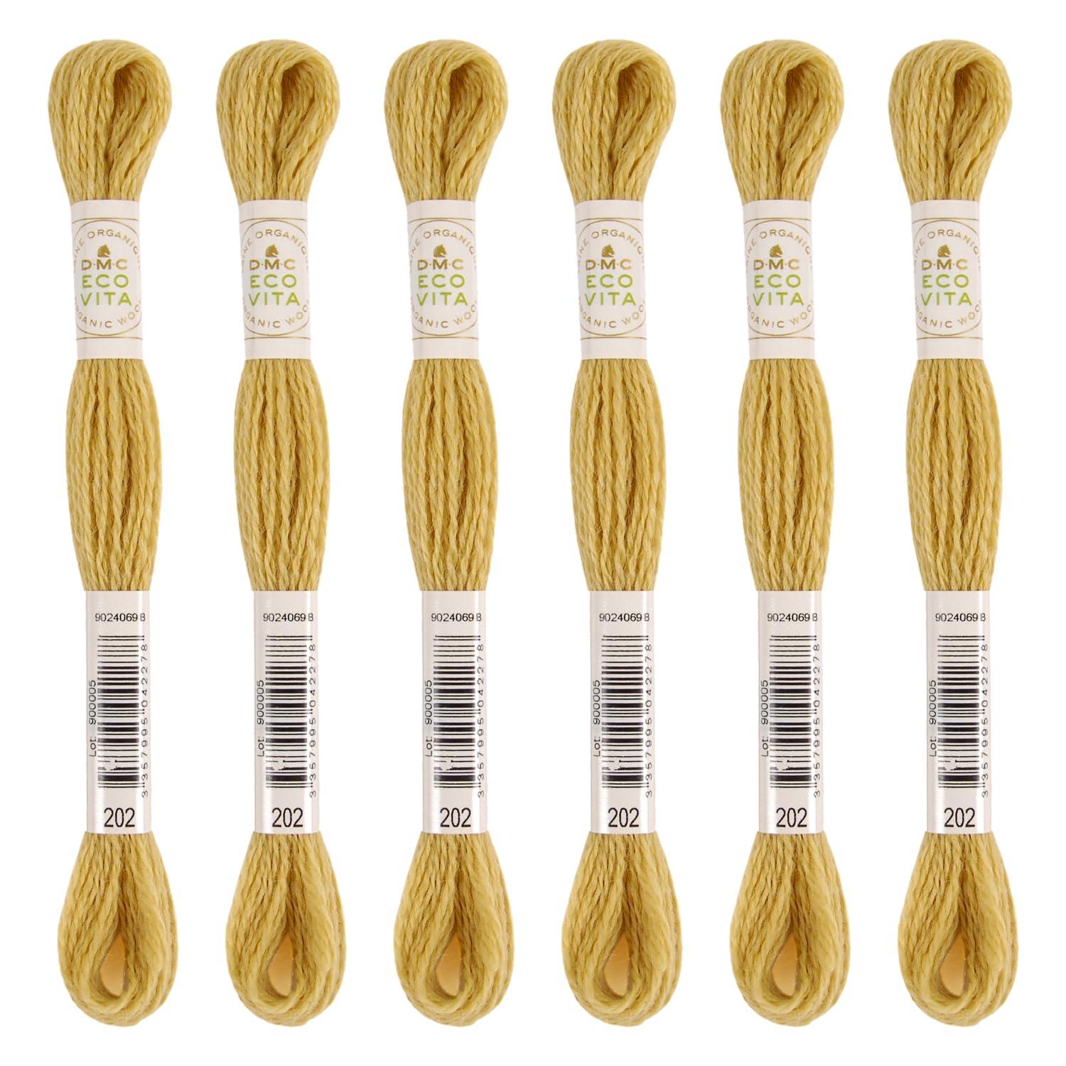 DMC Embroidery Thread Eco Vita Wool Thread 16m Length 6-Pack #202 Straw-like 360