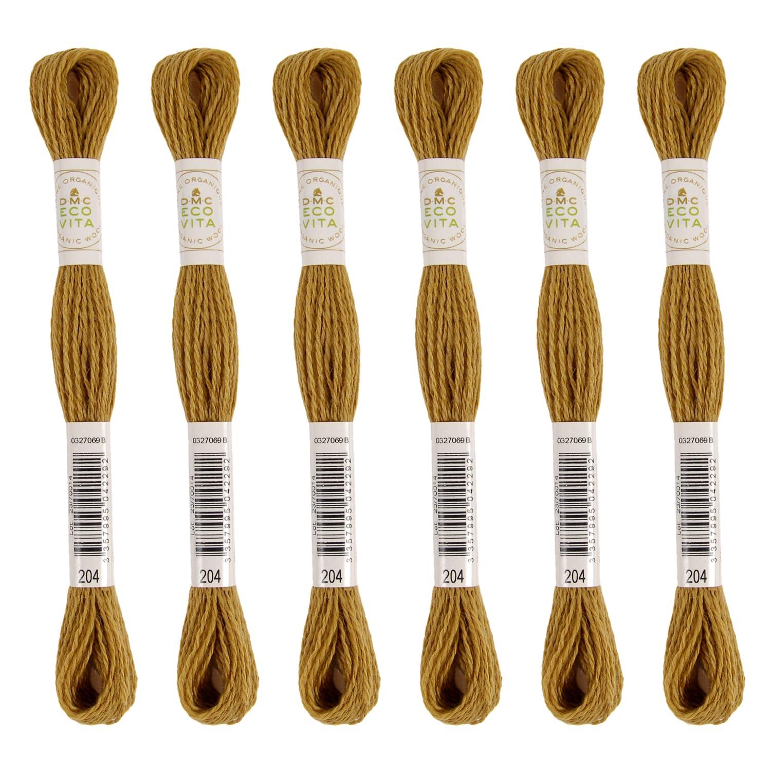 DMC Embroidery Thread Eco Vita Wool Thread 16m Length 6-Pack #204 Deep Yellow 360