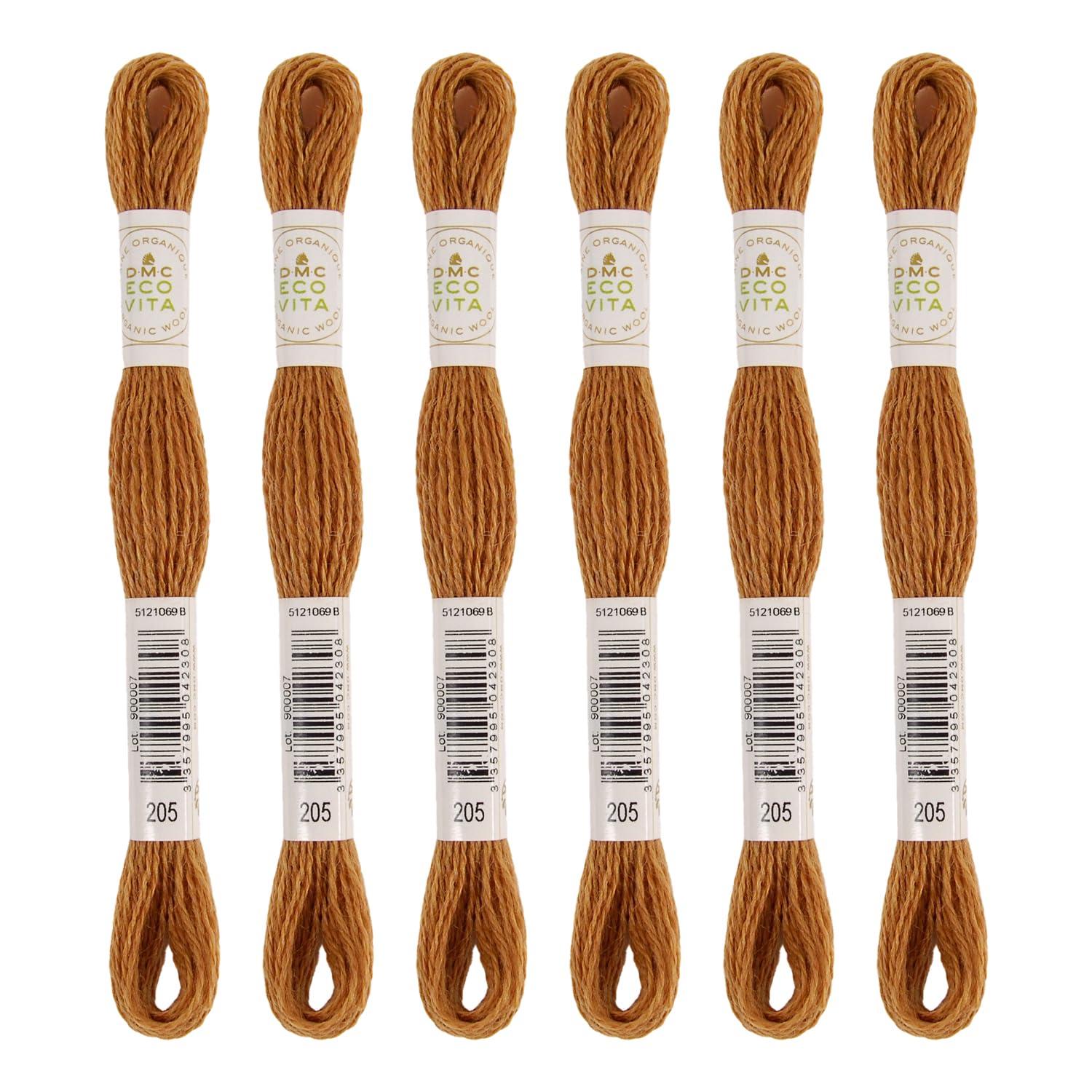 DMC Embroidery Thread Eco Vita Wool Thread 16m Length 6-Pack #205 Light Brown 360