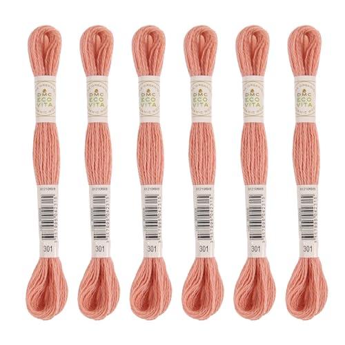DMC Embroidery Thread Eco Vita Wool Thread 16m Length 6-Pack #301 Flamingo-like 360