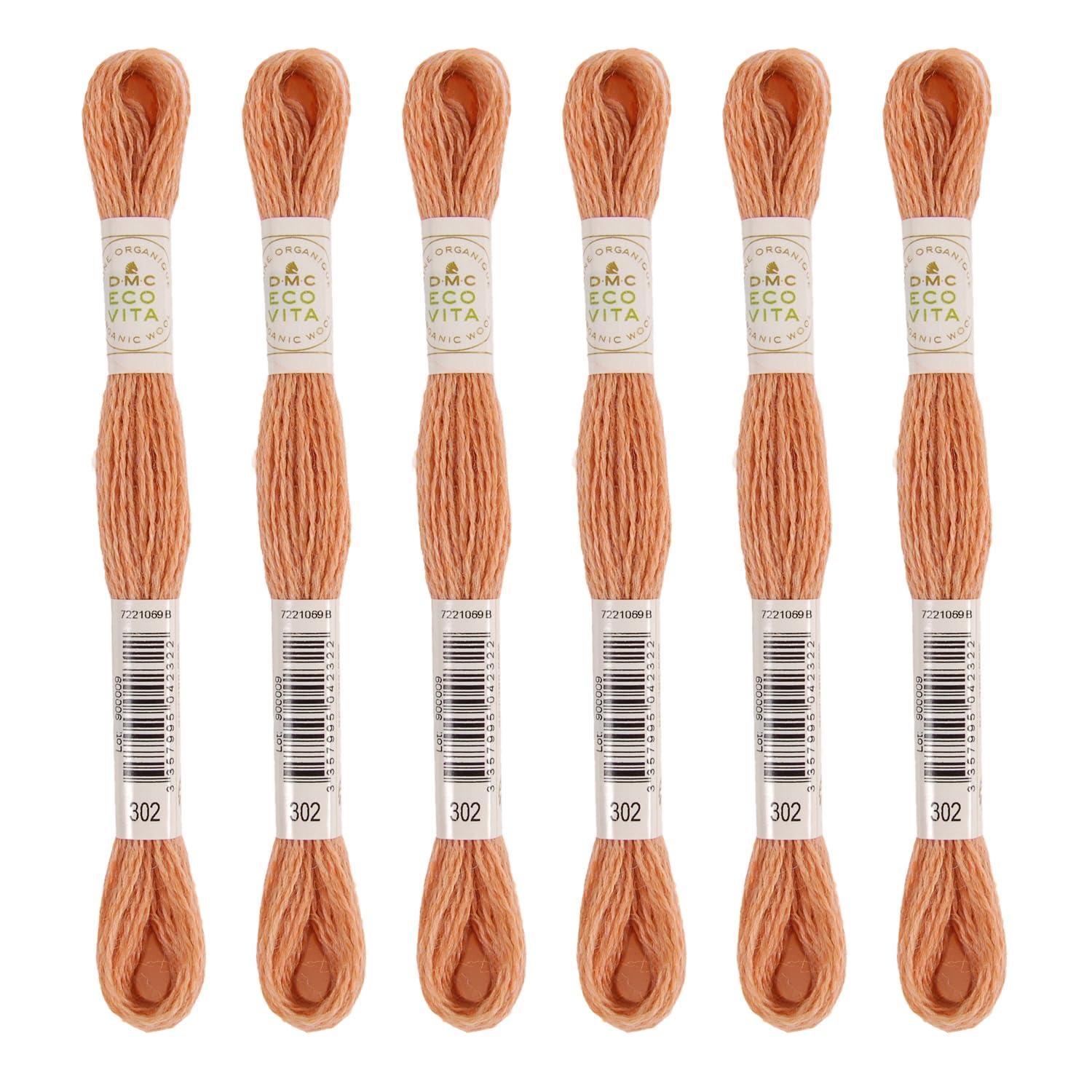 DMC Embroidery Thread Eco Vita Wool Thread 16m Length 6-Pack #302 Skin Tone 360