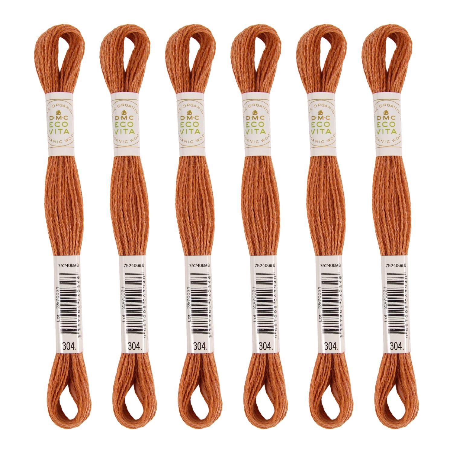 DMC Embroidery Thread Eco Vita Wool Thread 16m Length 6-Pack #304 Carrot Orange Family 360