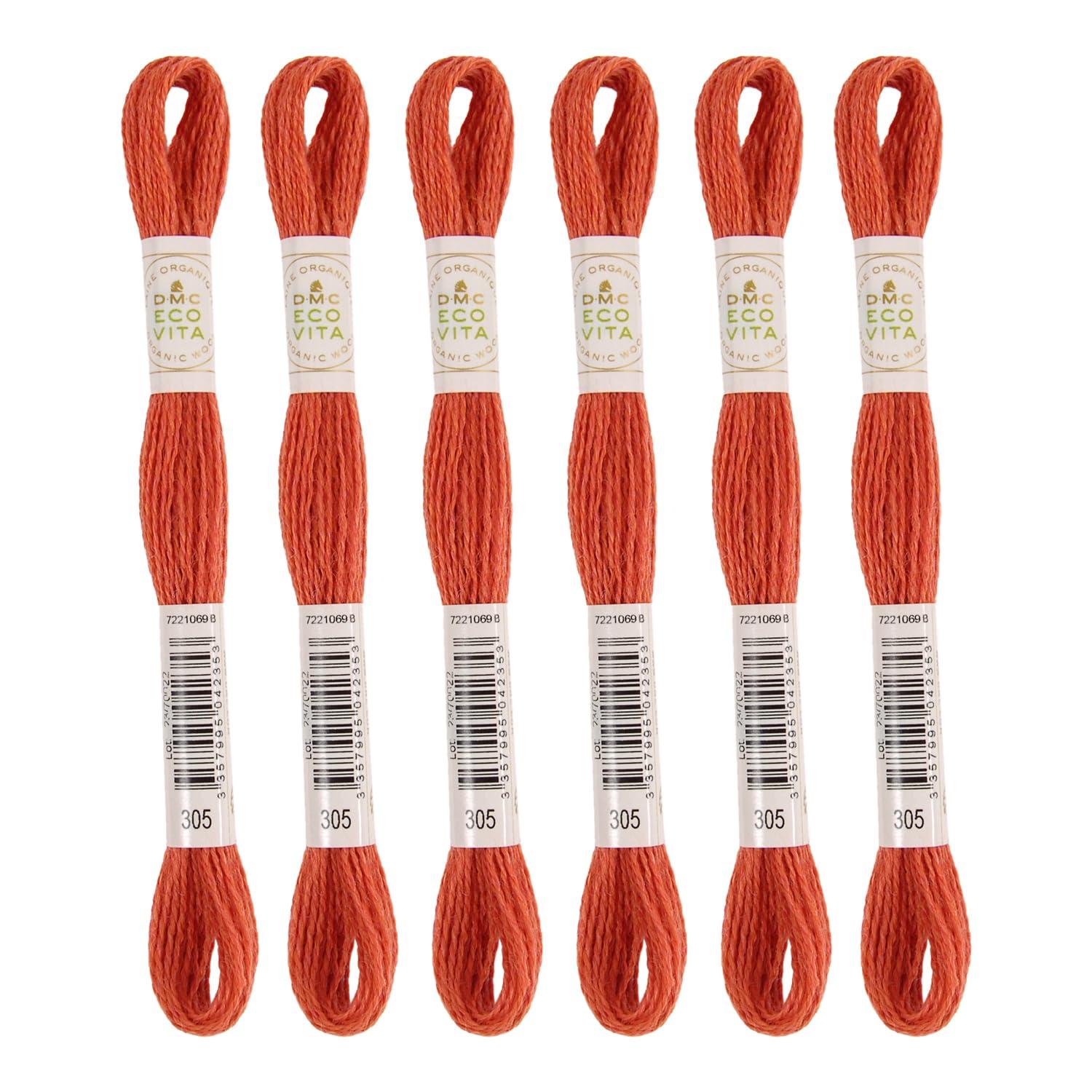 DMC Embroidery Thread Eco Vita Wool Thread 16m Length 6-Pack #305 Crimson Red 360