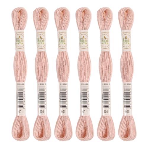 DMC Embroidery Thread Eco Vita Wool Thread 16m Length 6-Pack #401 Baby Pink Series 360