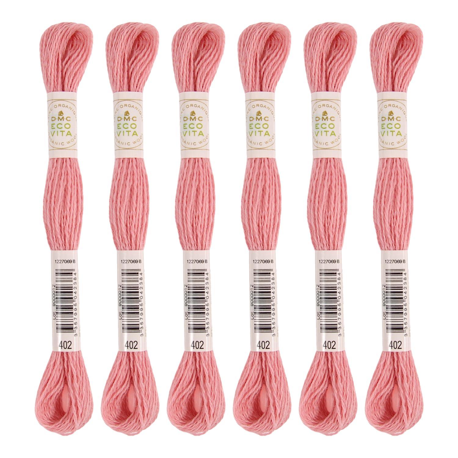 DMC Embroidery Thread Eco Vita Wool Thread 16m Length 6-Pack #402 Light Pink Series 360