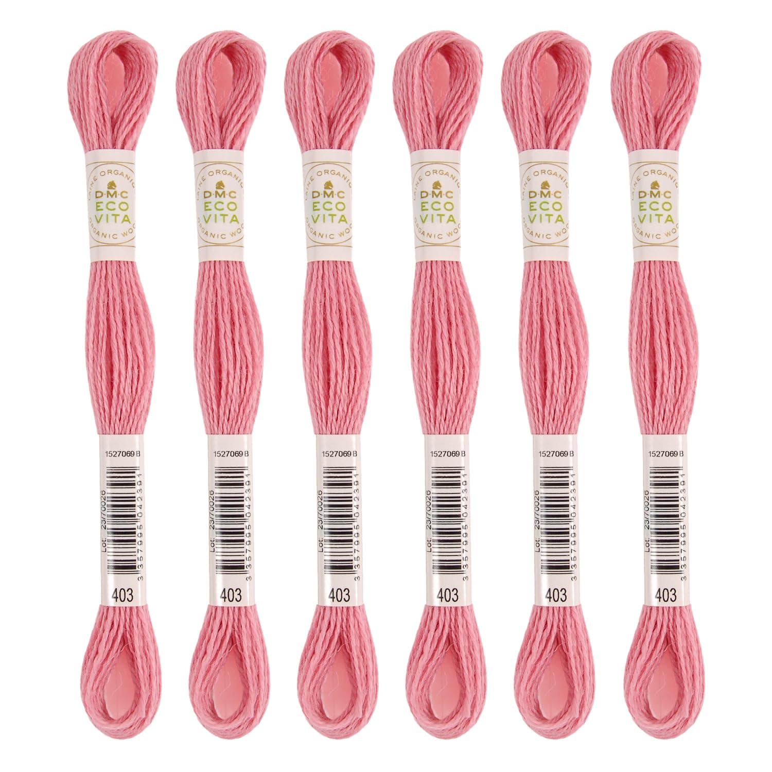 DMC Embroidery Thread Eco Vita Wool Thread 16m Length 6-Pack #403 Pinkish 360