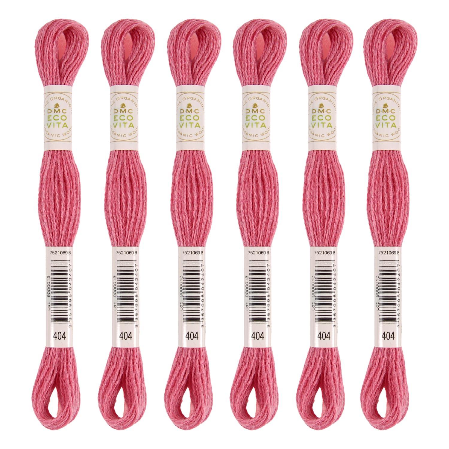 DMC Embroidery Thread Eco Vita Wool Thread 16m Length 6-Pack #404 Deep Pink Tone 360