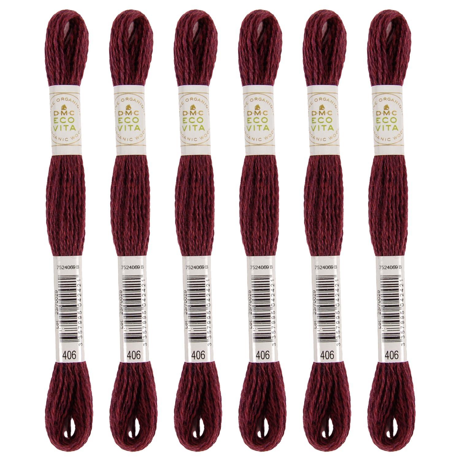 DMC Embroidery Thread Eco Vita Wool Thread 16m Length 6-Pack #406 Bordeaux 360