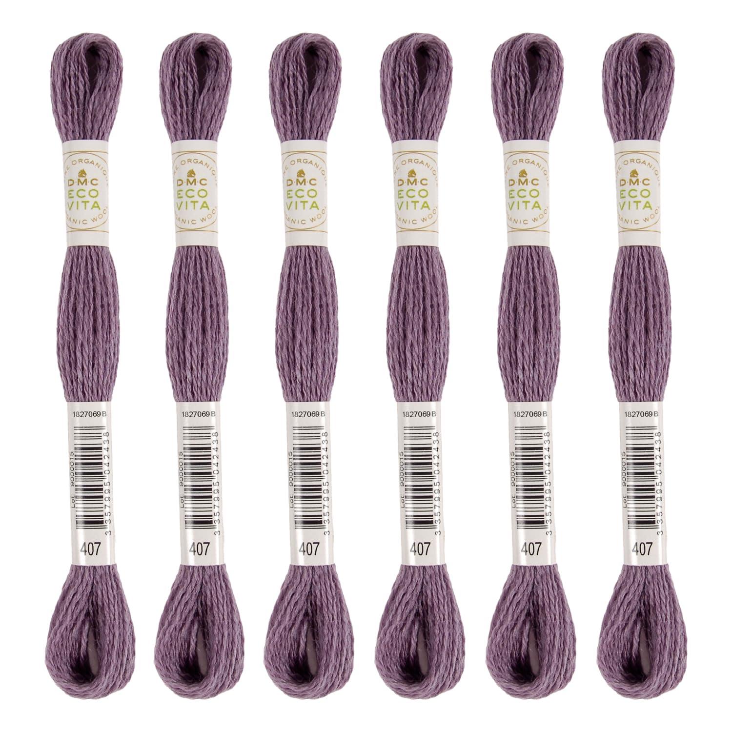 DMC Embroidery Thread Eco Vita Wool Thread 16m Length 6-Pack #407 Kyoto Purple Series 360