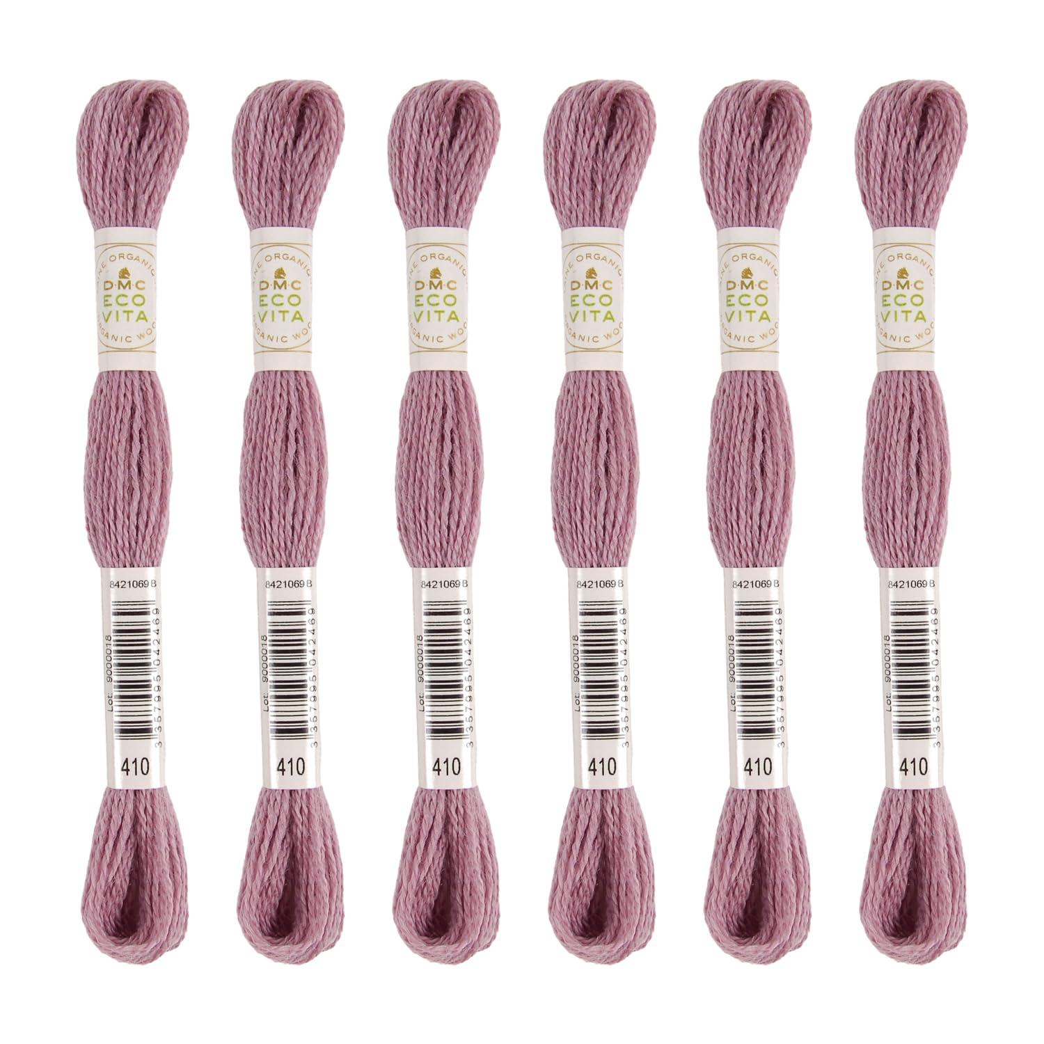 DMC Embroidery Thread Eco Vita Wool Thread 16m Length 6-Pack #410 Light Iris Blue 360