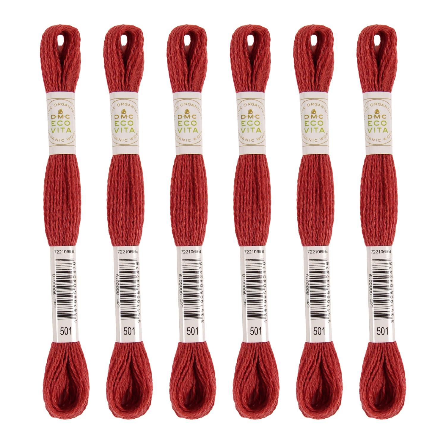 DMC Embroidery Thread Eco Vita Wool Thread 16m Length 6-Pack #501 Madder Red Series 360
