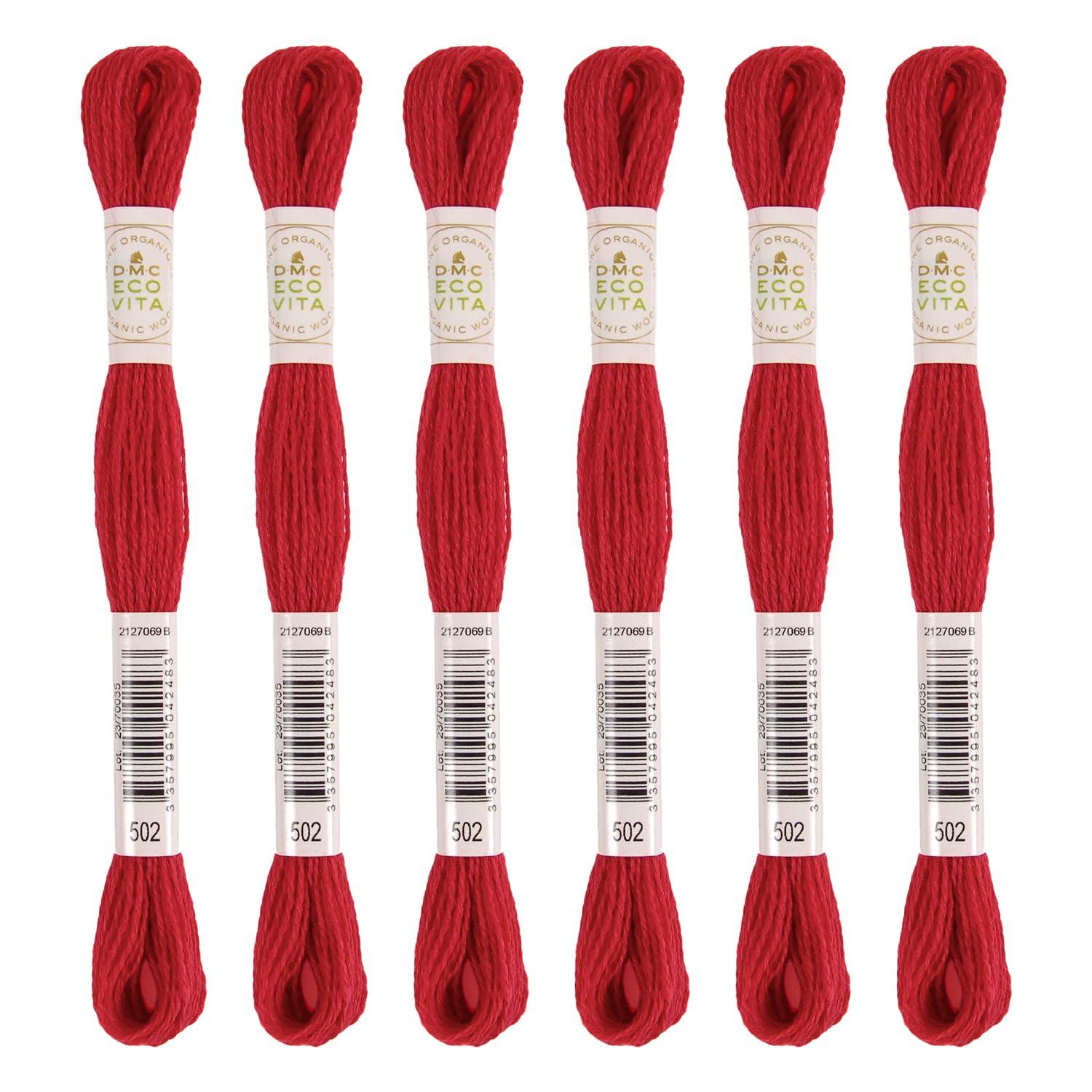DMC Embroidery Thread Eco Vita Wool Thread 16m Length 6-Pack #502 Crimson Red 360