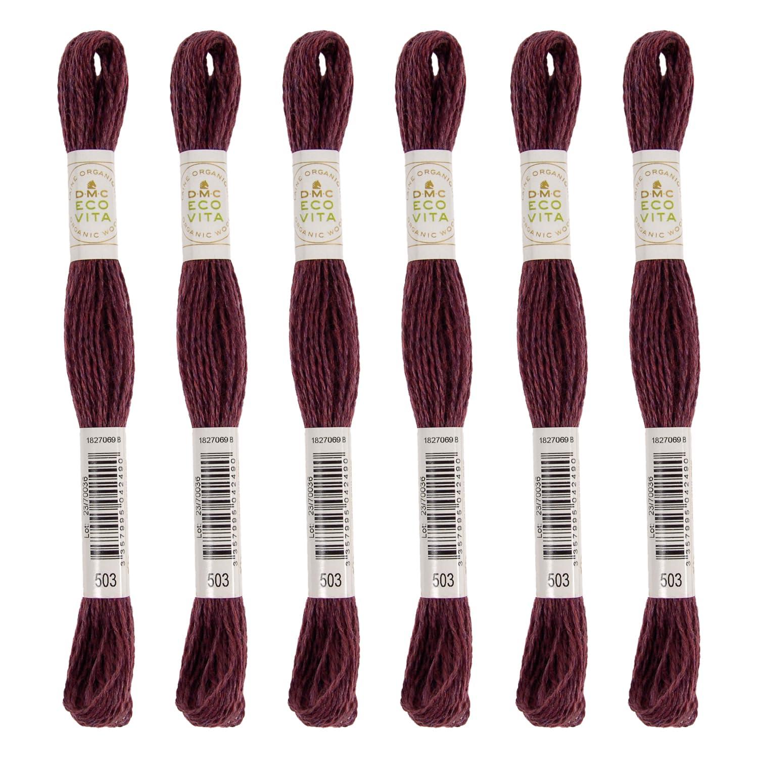 DMC Embroidery Thread Eco Vita Wool Thread 16m Length 6-Pack #503 Wine Red 360