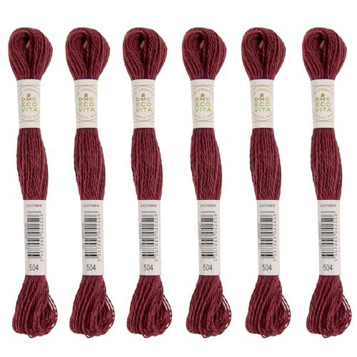DMC Embroidery Thread Eco Vita Wool Thread 16m Length 6-Pack #504 Rose Madder 360