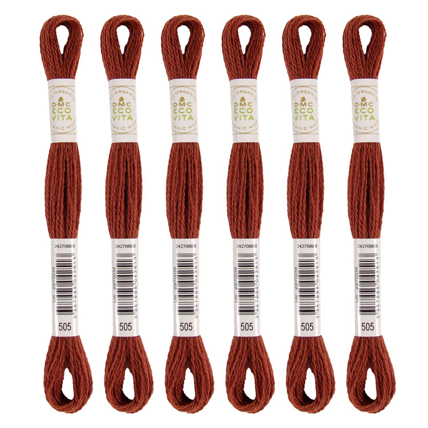 DMC Embroidery Thread Eco Vita Wool Thread 16m Length 6-Pack #505 Reddish Brown 360