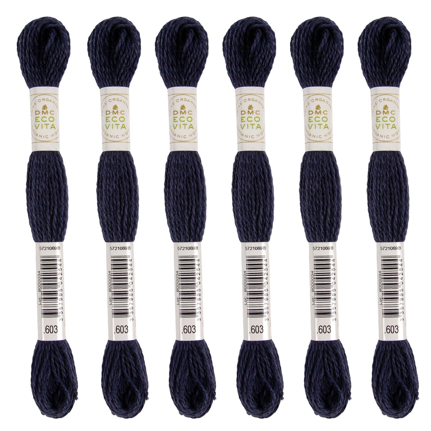 DMC Embroidery Thread Eco Vita Wool Thread 16m Length 6-Pack #603 Midnight Blue Family 360
