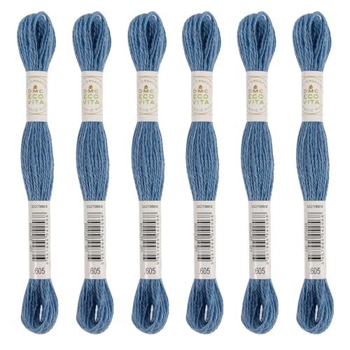 DMC Embroidery Thread Eco Vita Wool Thread 16m Length 6-Pack #605 Sax Blue Family 360