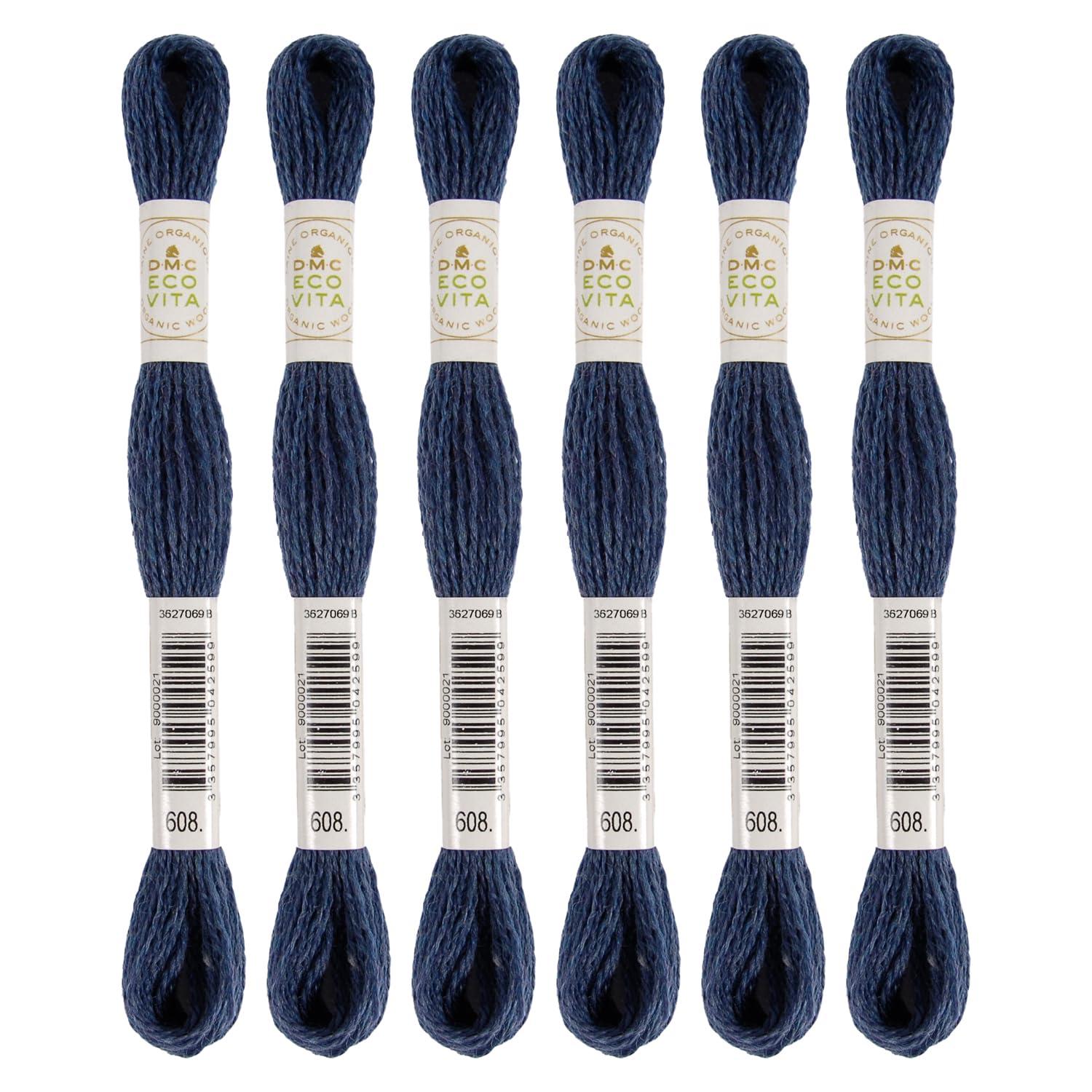 DMC Embroidery Thread Eco Vita Wool Thread 16m Length 6-Pack #608 Navy Blue 360