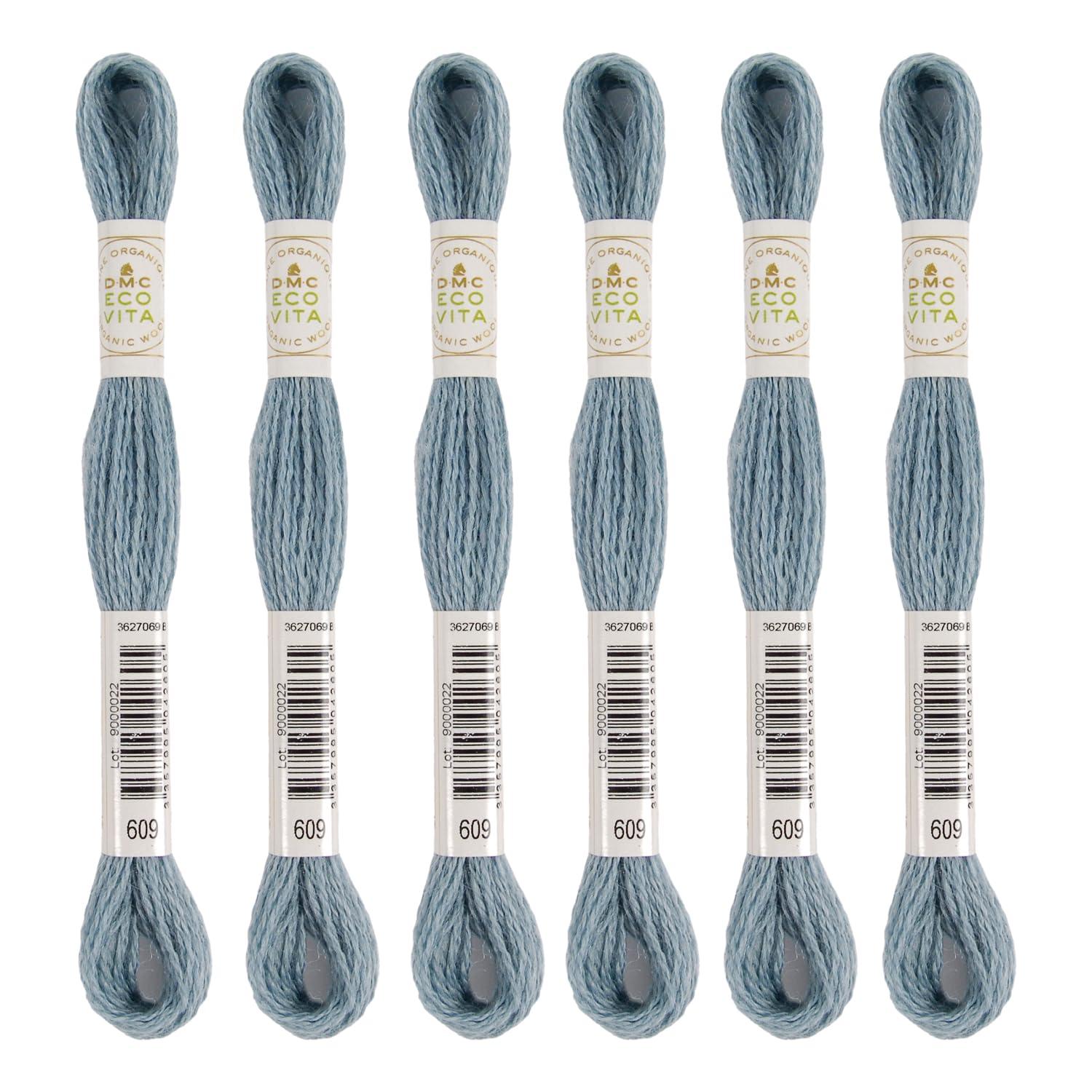 DMC Embroidery Thread Eco Vita Wool Thread 16m Length 6-Pack #609 Light Blue 360