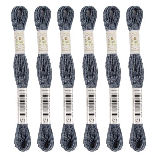 DMC Embroidery Thread Eco Vita Wool Thread 16m Length 6-Pack #611 Fog Blue Family 360