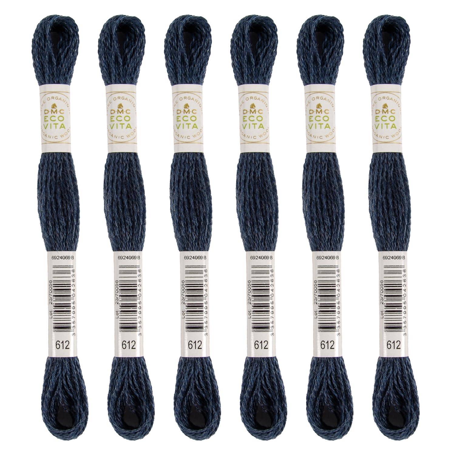 DMC Embroidery Thread Eco Vita Wool Thread 16m Length 6-Pack #612 Navy Blue 360