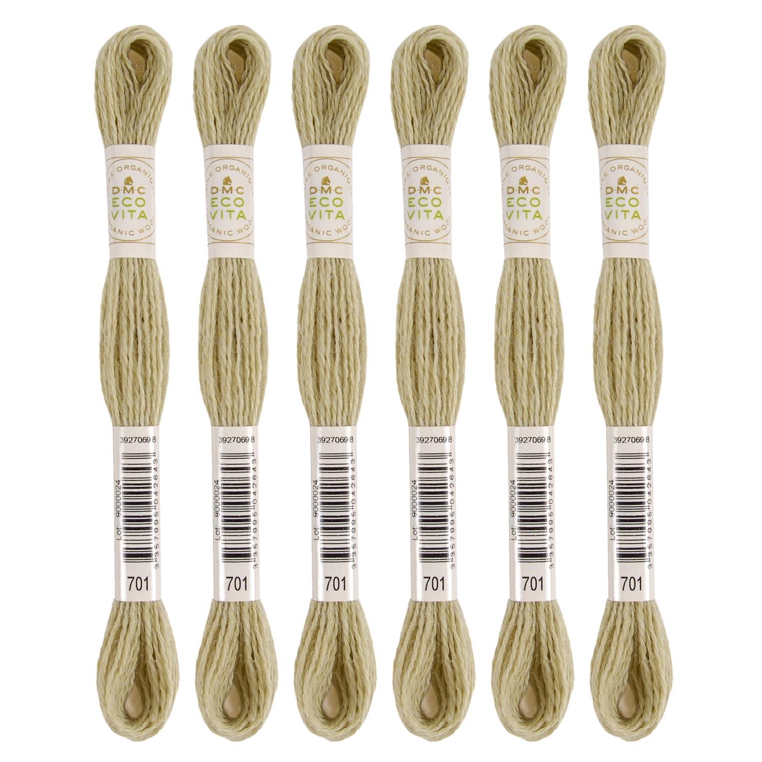 DMC Embroidery Thread Eco Vita Wool Thread 16m Length 6-Pack #701 White Oak Series 360