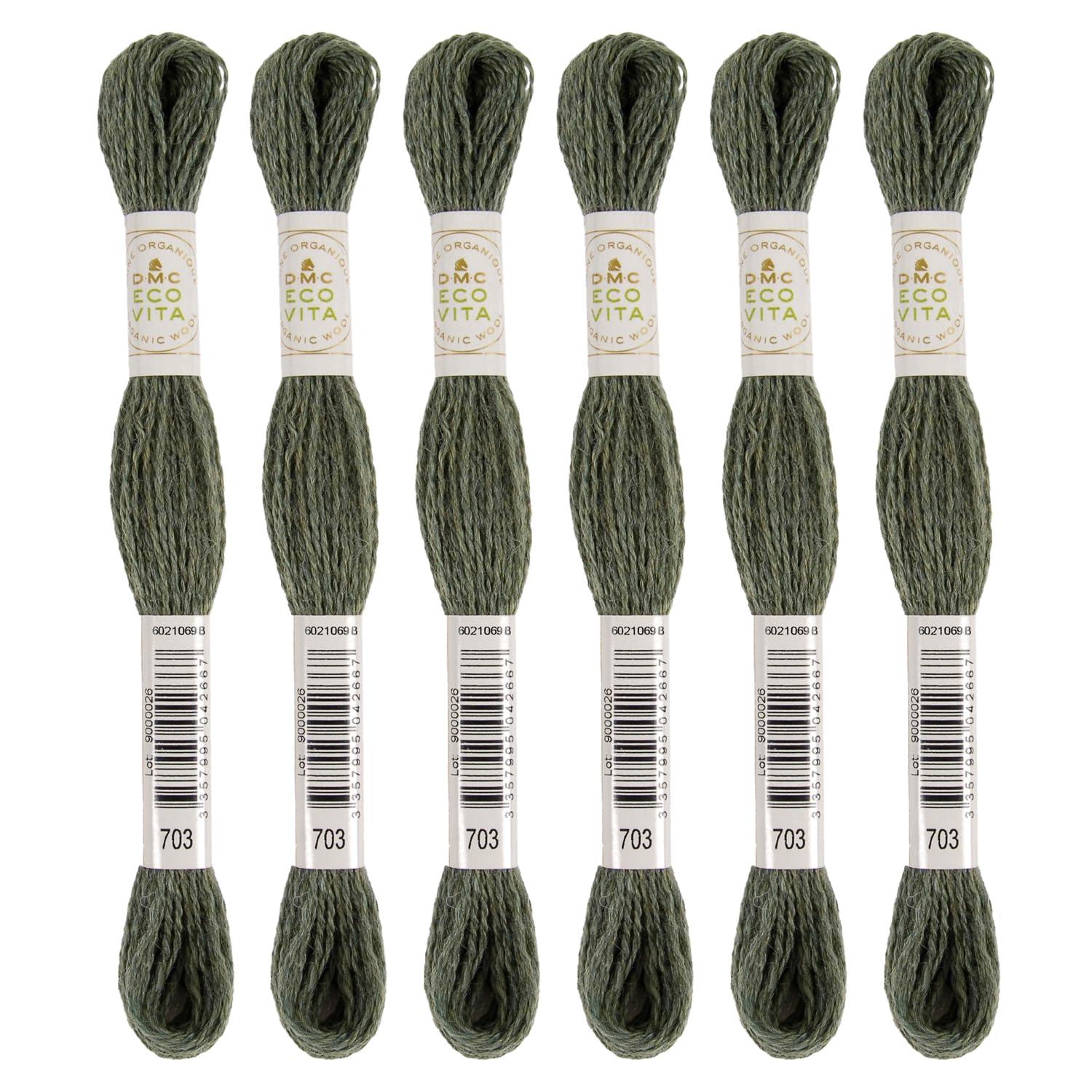 DMC Embroidery Thread Eco Vita Wool Thread 16m Length 6-Pack #703 Blue-White Oak Series 360