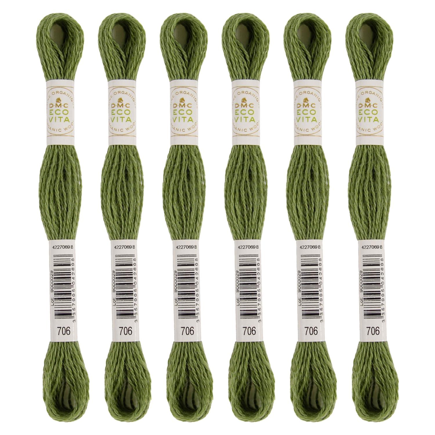 DMC Embroidery Thread Eco Vita Wool Thread 16m Length 6-Pack #706 Old Bamboo Color 360