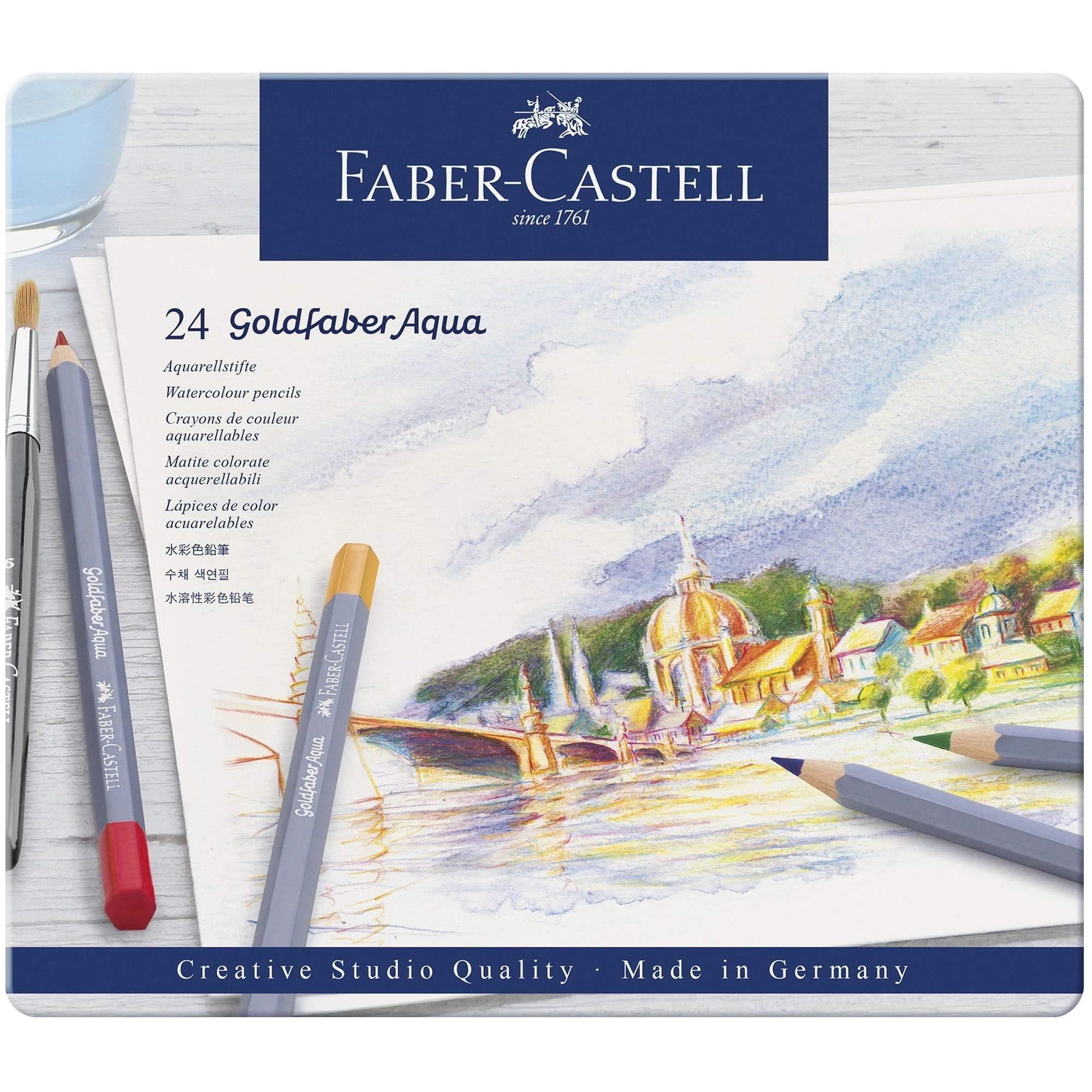 Faber-Castell Goldfaber Aqua Watercolor Pencil Set, 24 Colors in Tin, 114624