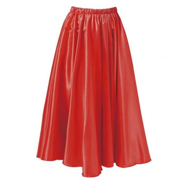 Soft Satin Long Skirt Red L