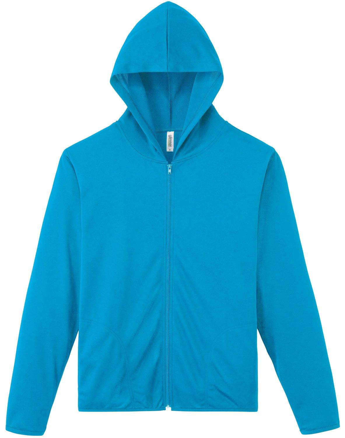 [Glimmer] Long Sleeve 4.4 oz Dry UV Zip Hoodie 00338-AMZ Men's Turquoise 5L (Equivalent to Japanese Size 5L)