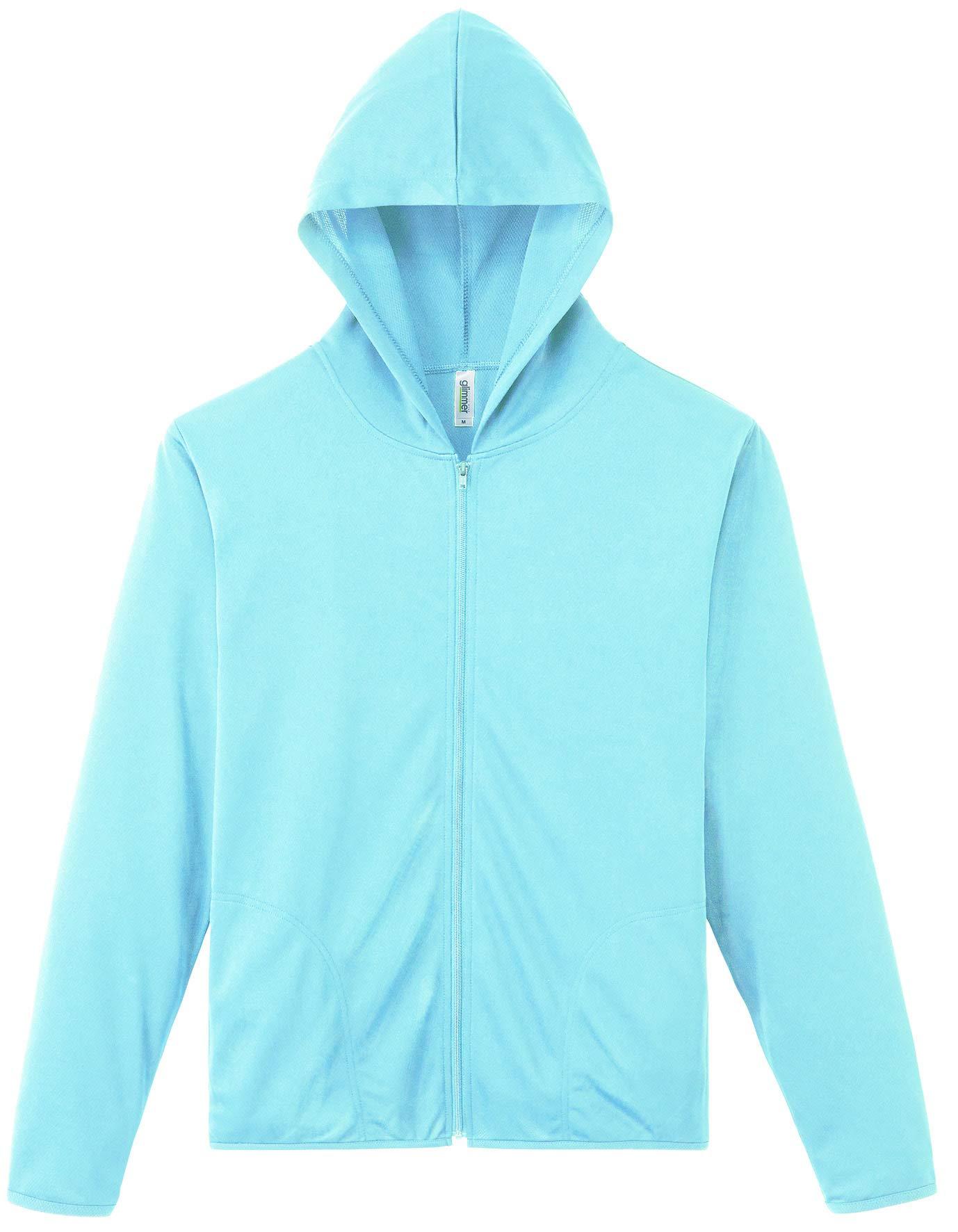 [Glimmer] Long Sleeve 4.4 oz Dry UV Zip Hoodie 00338-AMZ Men's Light Blue 5L (Equivalent to Japanese Size 5L)
