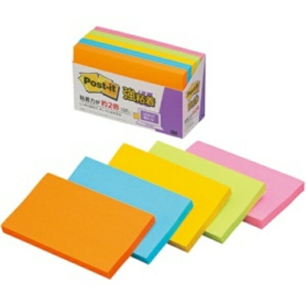 Post-it Notes, Strong Adhesive, Neon Colors, 75×127mm, 90 Sheets × 5 Packs, 655-5SSAN