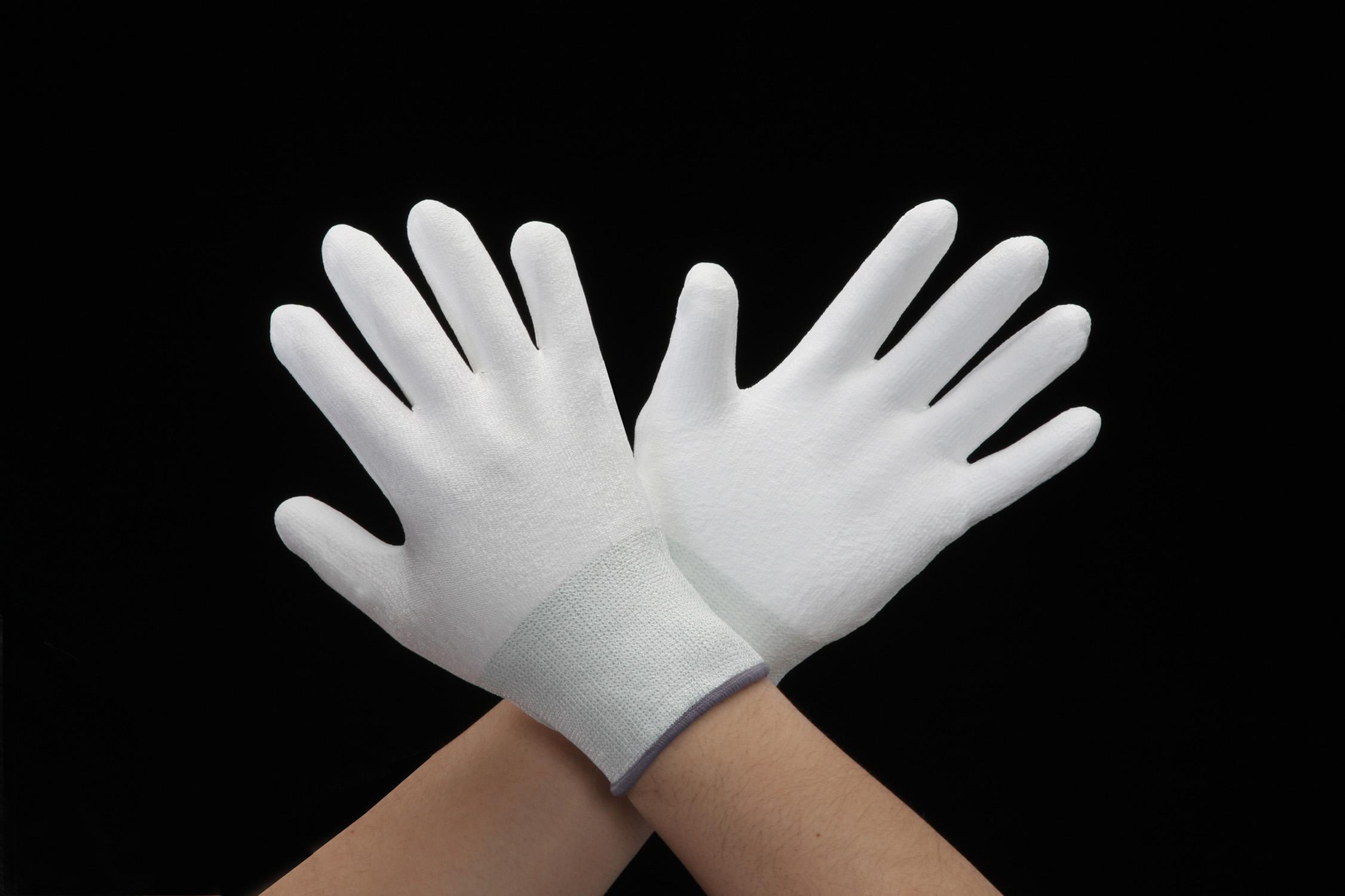[M] Gloves (Cut-resistant/High-strength polyethylene/polyurethane) Body: White Wrist: Green M