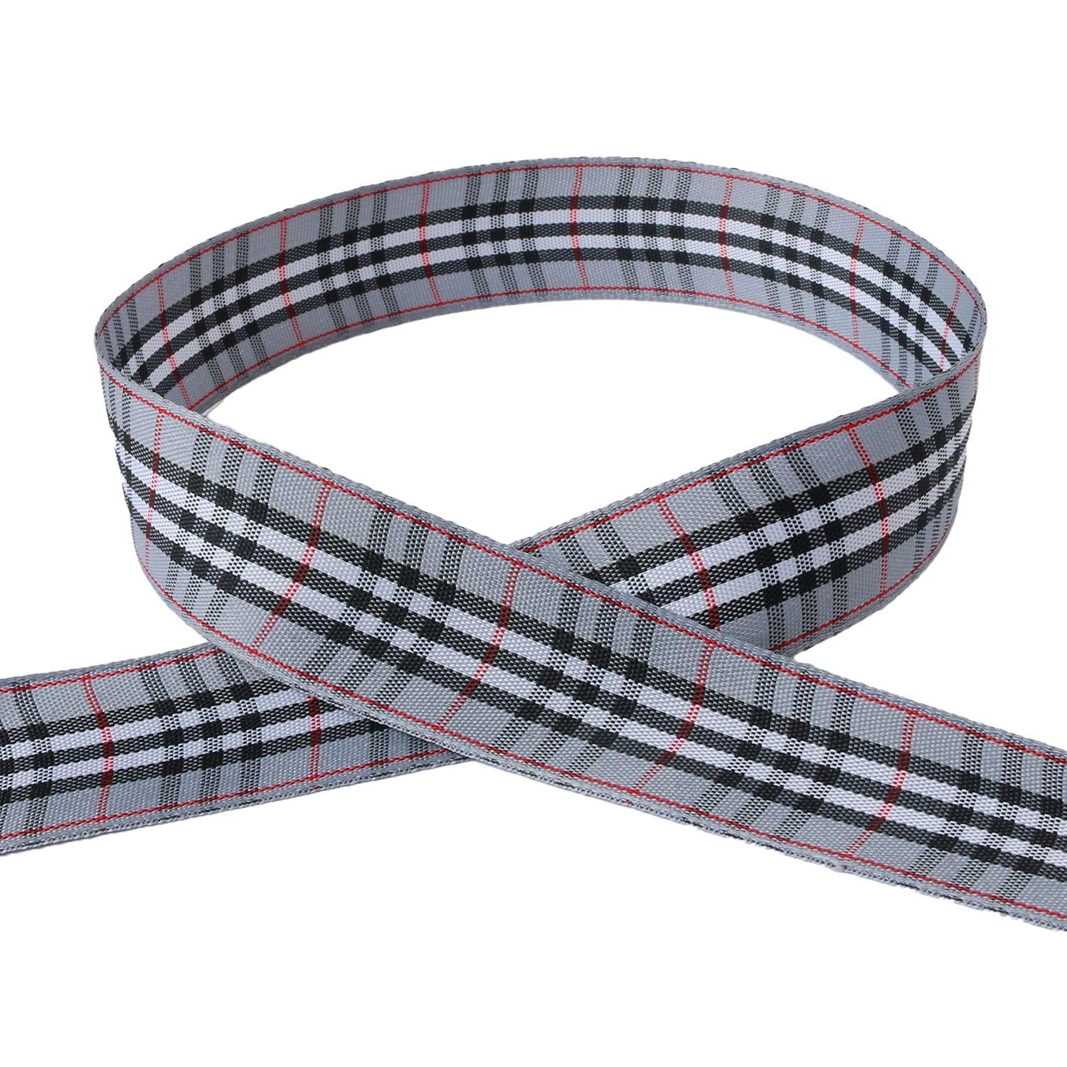 Konishi Ribbon Check Ribbon 15mm Width × 15m Roll Gray KR3651-25-27