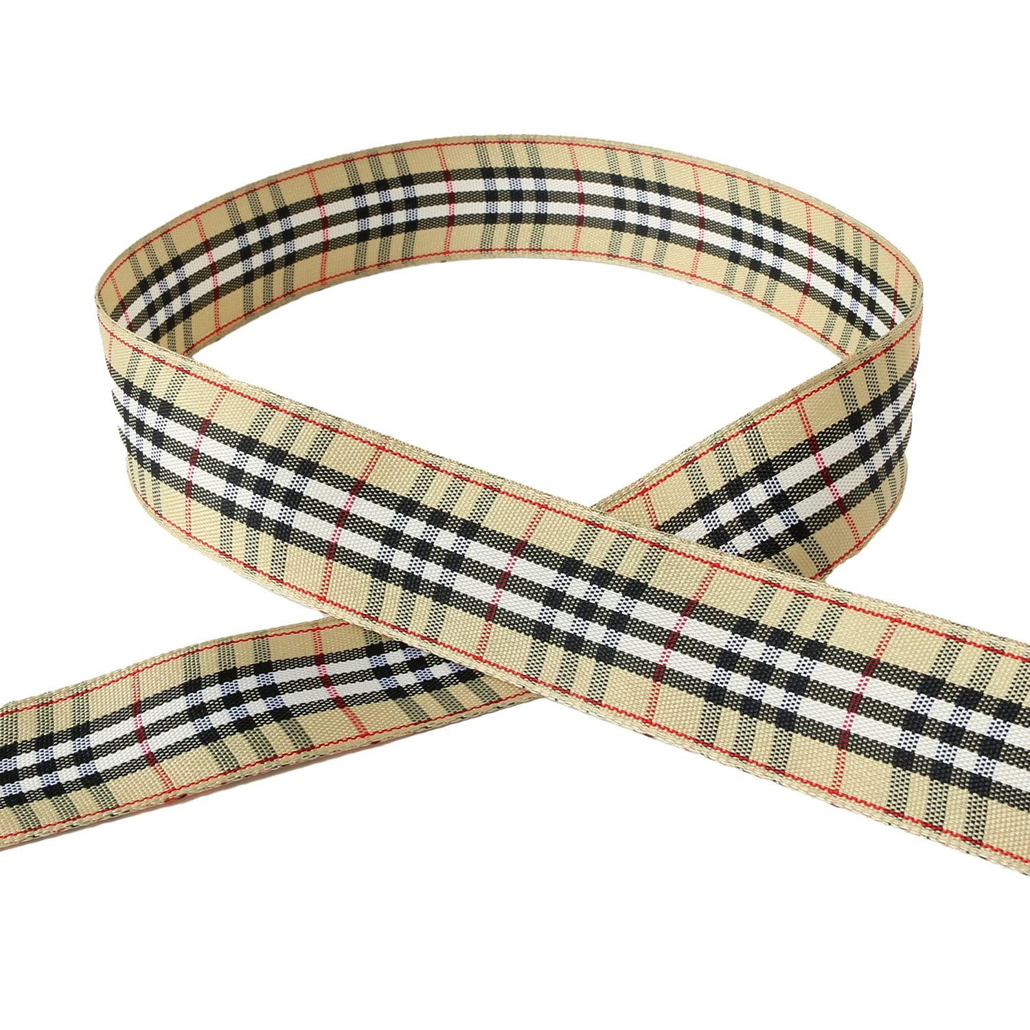 Konishi Ribbon Check Ribbon 15mm Width × 15m Roll Brown KR3651-25-40