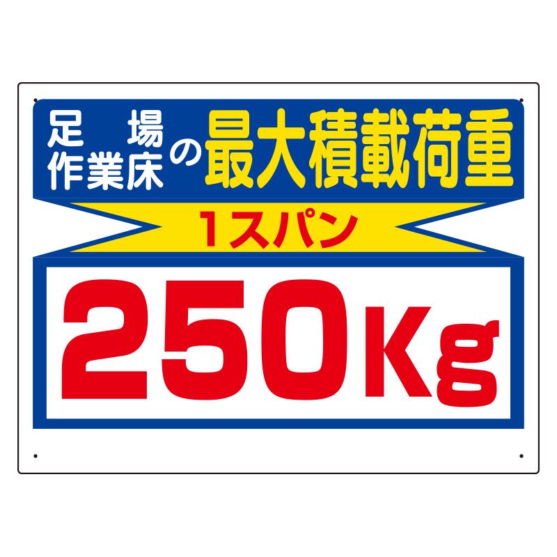 450x600mm Load Capacity Sign (1 Span/250kg)  450×600×1(t)