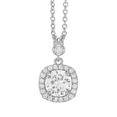Pure Necklace Pendant for Women Simple Silver Large Cubic Zirconia Jewelry Square PFL-002