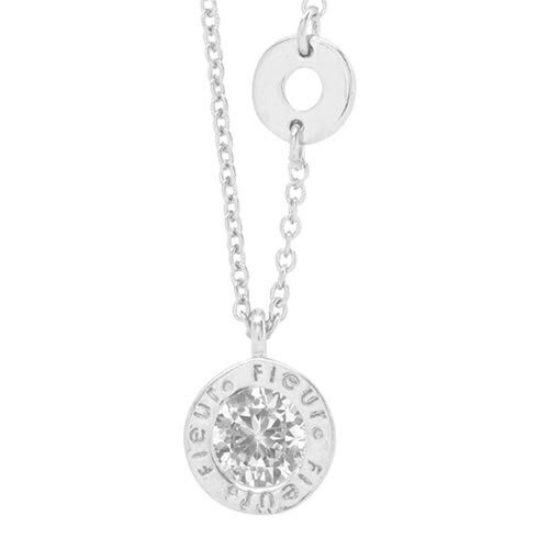 Pure Necklace Pendant for Women Simple Silver Large Cubic Zirconia Jewelry Round Circle PFL-004