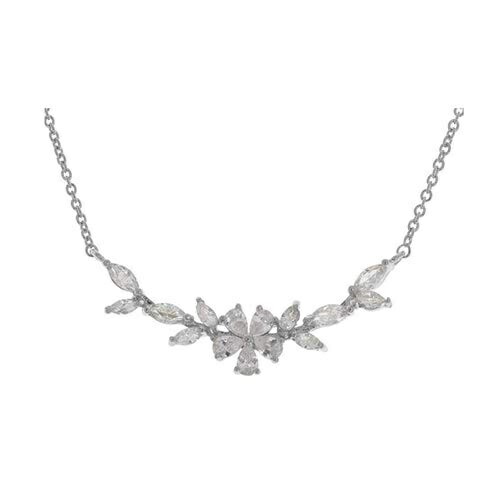 Pure Necklace Pendant for Women Simple Silver Large Cubic Zirconia Jewelry Flower PFL-009