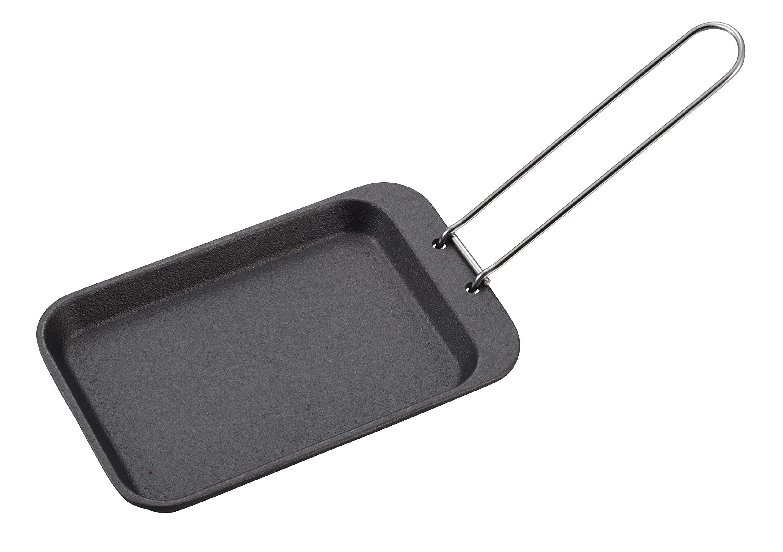 CAPTAIN STAG Cast Iron Skillet Compact Plate L Size No Seasoning Required Handle Included UM-2403 Black